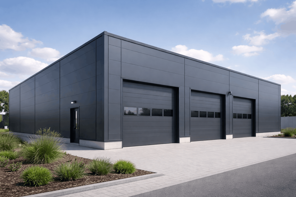 Bâtiment industriel en panneaux sandwich RAL 7016
