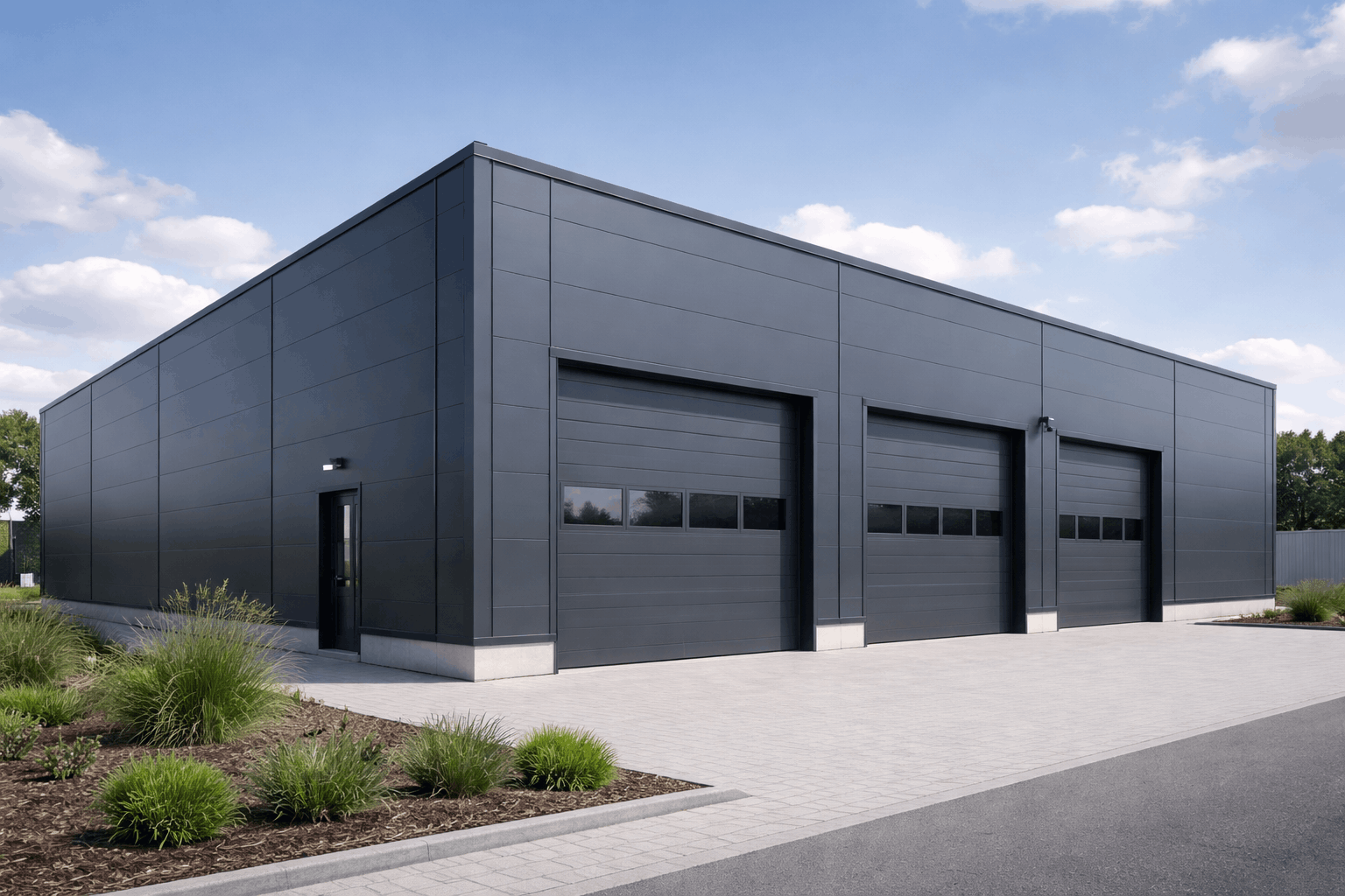 Bâtiment industriel en panneaux sandwich RAL 7016